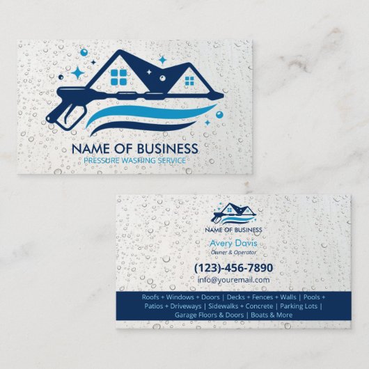 Drukwaskracht Waswater valt Visitekaartje (Voorkant / Achterkant)