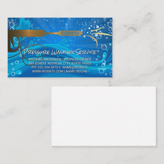 Drukwasmachine | Bubbles | Waterspuit Visitekaartje (Voorkant / Achterkant)