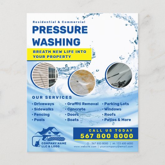Drukwassen Power wash Huis schoonmaken Flyer (Voorkant)