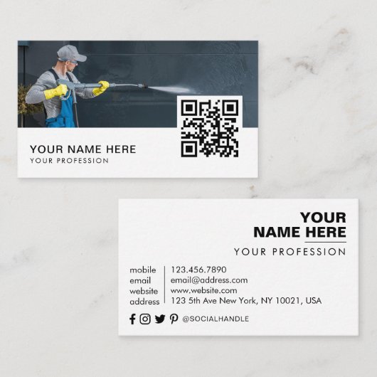 Drukwassen | Schoonmaakmiddel | QR Code Business Visitekaartje (Voorkant / Achterkant)