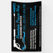 Drukwassen Zwart Power Wash Cleaner Shop Spandoek (Verticaal)