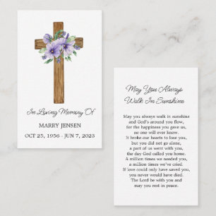 Drukwerk rouwkaart Pansy Cross Visitekaartje