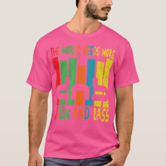 Drum and Bass Kleurrijke Rainbow Retro Styl T-shirt
