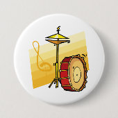 Drum and Cymbal Music Percussion Art Ronde Button 7,6 Cm (Voorkant)