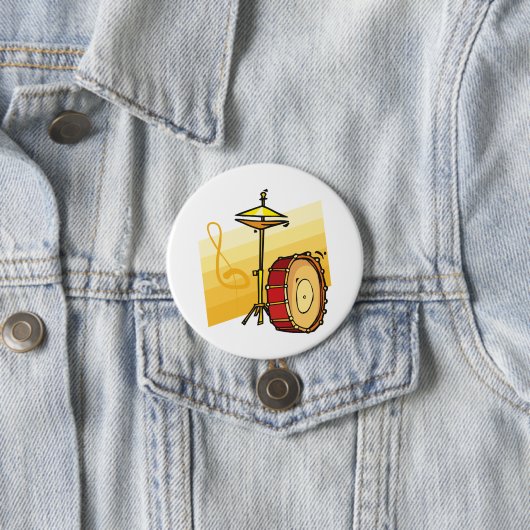 Drum and Cymbal Music Percussion Art Ronde Button 7,6 Cm (In situ)