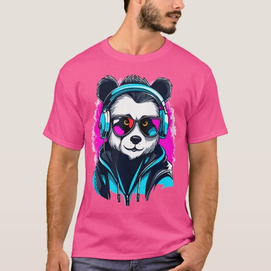 Drum & Bass Festival Cyberpunk Rave Panda T-shirt (Voorkant)