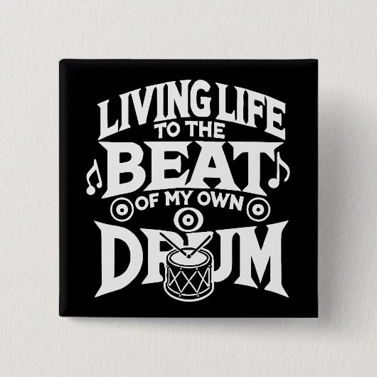 Drum Beat Vierkante Button 5,1 Cm (Voorkant)