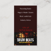 Drum Beats Music Visitekaartje Advieskaart (Achterkant)