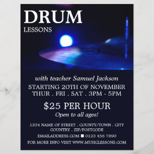 Drum Bekken, Drumlessen Reclamefolder Flyer