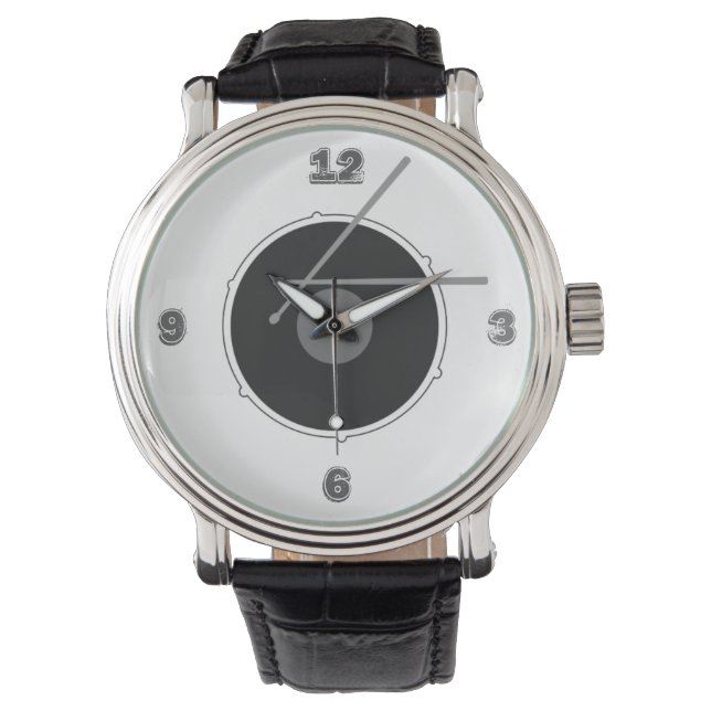 Drum Black and White Rock Music Cool Horloge (Voorkant)