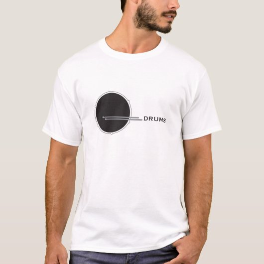 Drum Black en White Minimal Cool Drummer T-shirt (Voorkant)