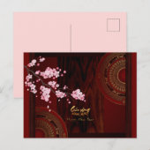 Drum Blossom Tet Hoa Anh Dao Vietnamees Jaar Uitnodiging Briefkaart (Voorkant / Achterkant)