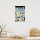 Drum bridge and Setting Sun Hill at Meguro Poster (Keuken)