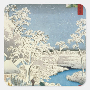 Drum bridge and Setting Sun Hill at Meguro Vierkante Sticker