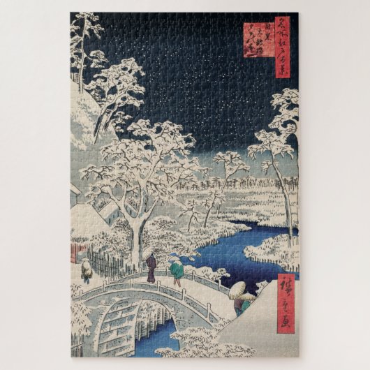 Drum Bridge in de sneeuwse  Ukiyo-e Japanse kunst Legpuzzel (Verticaal)