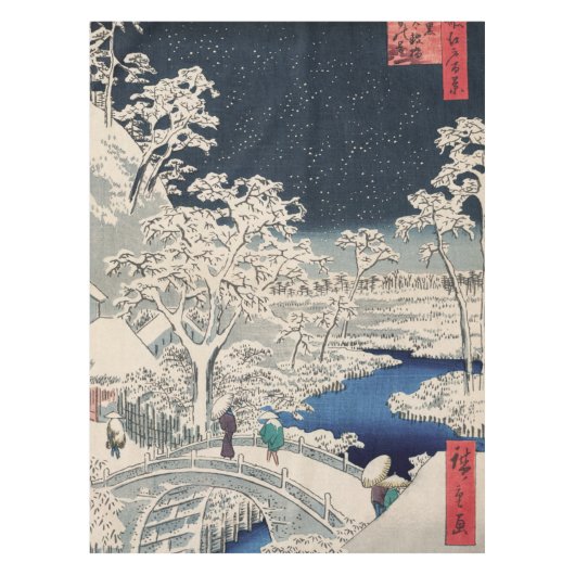 Drum Bridge in de sneeuwse  Ukiyo-e Japanse kunst Tafelkleed (Voorkant)