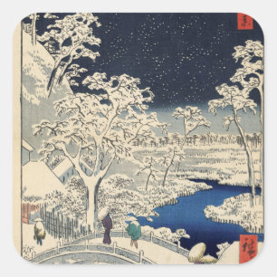 Drum Bridge in Meguro en Sunset Hill. Vierkante Sticker
