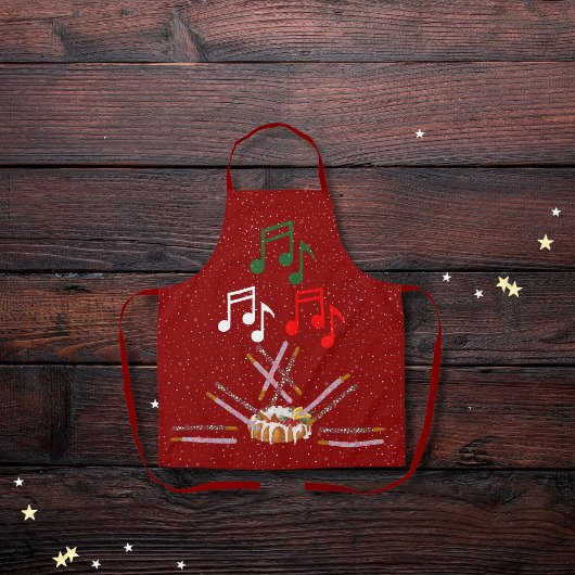 Drum cake, koekjestoentjes en muzieknoten rood schort