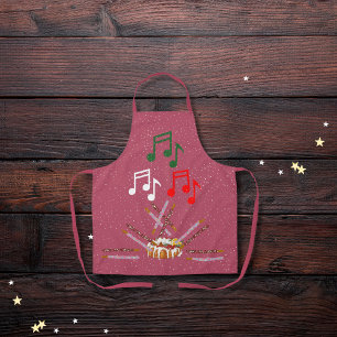 Drum cake, koekjestoentjes en muzieknoten roze schort