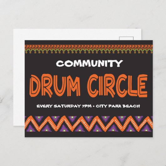 Drum Circle Event with local information Briefkaart (Voorkant / Achterkant)