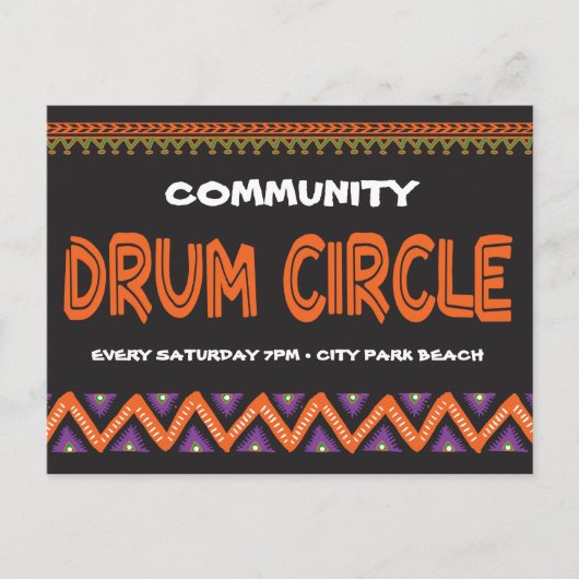 Drum Circle Event with local information Briefkaart (Voorkant)