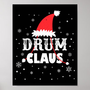 Drum Claus Kerstman Kerst Drummer Lange Mouwen Poster