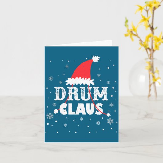Drum Claus Santa Christmas Drummer Long Sleeve  Kaart (Gele Bloem)