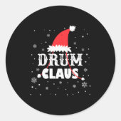 Drum Claus Santa Christmas Drummer Long Sleeve  Ronde Sticker (Voorkant)