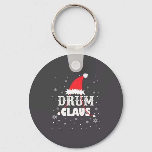 Drum Claus Santa Christmas Drummer Long Sleeve Sleutelhanger (Voorkant)