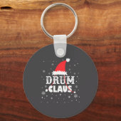 Drum Claus Santa Christmas Drummer Long Sleeve Sleutelhanger (Voorkant)