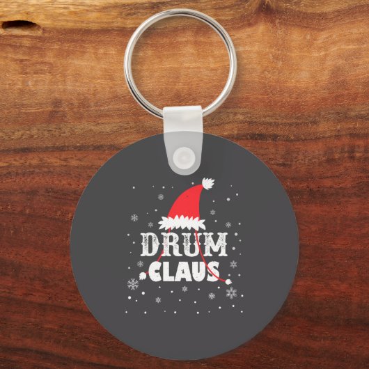 Drum Claus Santa Christmas Drummer Long Sleeve Sleutelhanger (Voorkant)