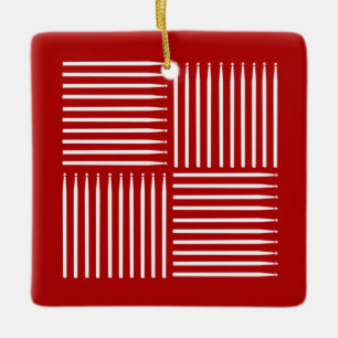 Drum Crosshatch Rood Keramisch Ornament