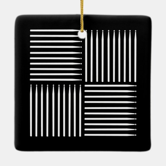 Drum Crosshatch Zwart Keramisch Ornament (Achterkant)