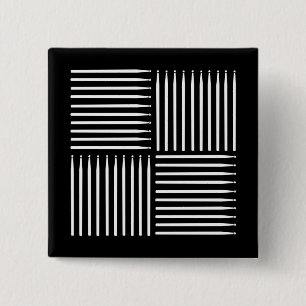 Drum Crosshatch Zwart Vierkante Button 5,1 Cm