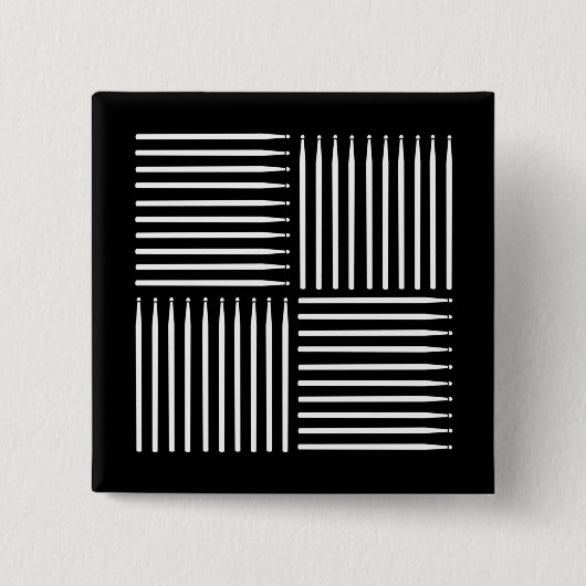 Drum Crosshatch Zwart Vierkante Button 5,1 Cm (Voorkant)