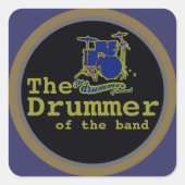 Drum. Drummer Vierkante Sticker (Voorkant)