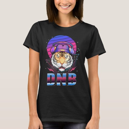 Drum en Bass Tiger Electronic Music Vaporwave T-shirt (Voorkant)