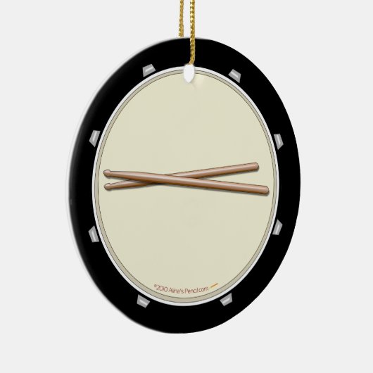 Drum en Drumsticks Aangepaste versiering Keramisch Ornament (Rechts)