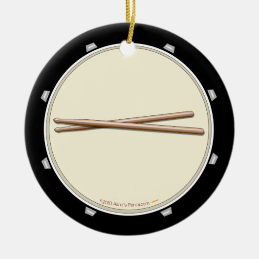 Drum en Drumsticks Aangepaste versiering Keramisch Ornament (Voorkant)