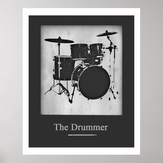 Drum for walls black and white poster (Voorkant)