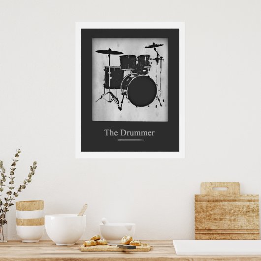 Drum for walls black and white poster (Keuken)