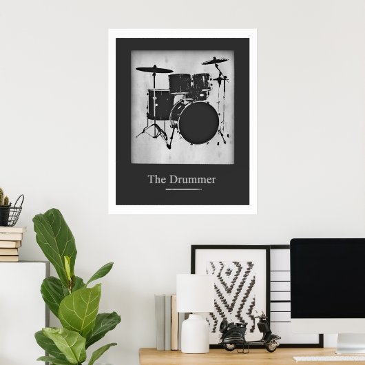 Drum for walls black and white poster (Thuiskantoor)