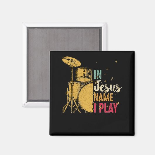 drum in Jezus naam, ik speel drummelrot Magneet (Voorkant / Achterkant)