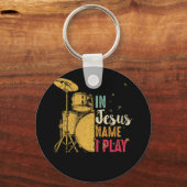  drum in Jezus naam, ik speel drummelrot Sleutelhanger (Voorkant)