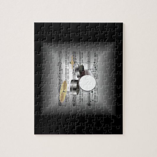 Drum ingesteld op 3-D vellen Music Pillow Silver & Legpuzzel (Verticaal)