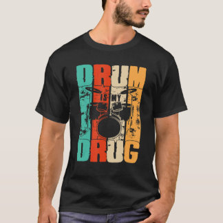 Drum is mijn trommelset Retro drummer T-shirt