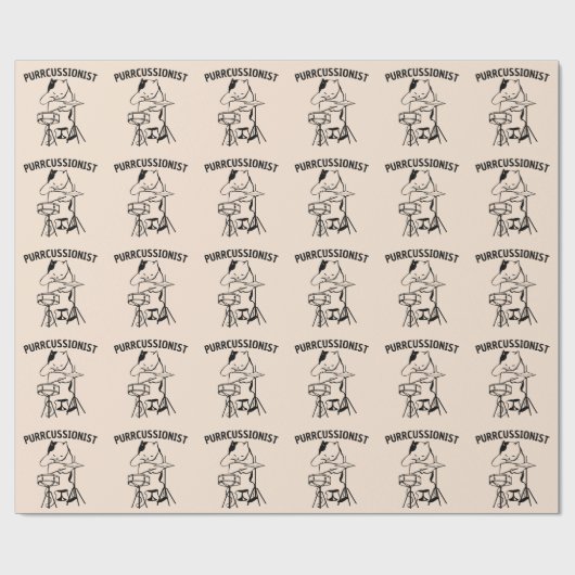 DRUM, KAT DRUMMER KAT PUN KERSTMIS CADEAUPAPIER (Vlak)