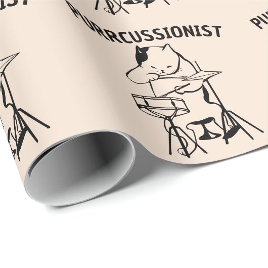 DRUM, KAT DRUMMER KAT PUN KERSTMIS CADEAUPAPIER (Rol Hoek)