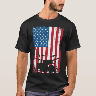 Drum kit American Flag 4 juli T-shirt