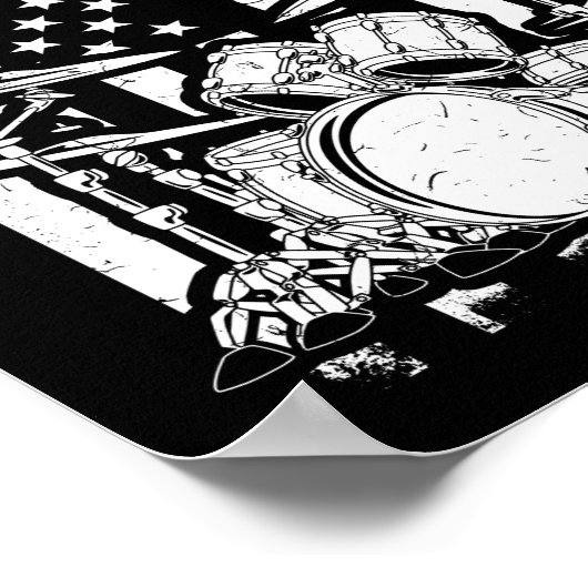 Drum Kit American Flag Drummer Musician Poster (Hoek)